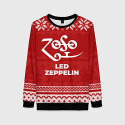 Свитшот женский Новогодний Led Zeppelin, цвет: 3D-черный