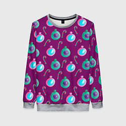 Женский свитшот Новогодний узор с елочными игрушками