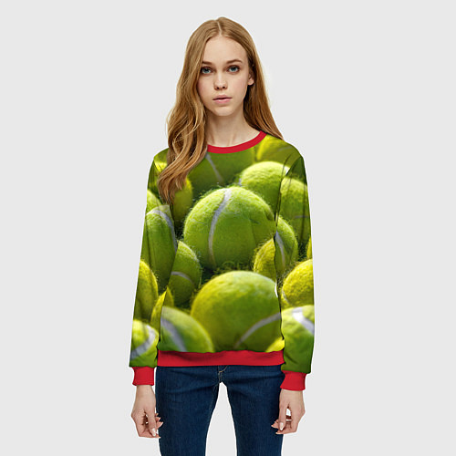 Женский свитшот Теннисные мячи / 3D-Красный – фото 3