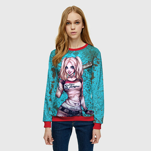 Женский свитшот Harley Quinn / 3D-Красный – фото 3