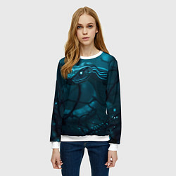 Свитшот женский Змея в темном лесу, цвет: 3D-белый — фото 2