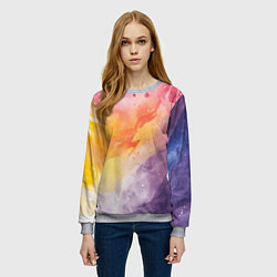 Свитшот женский Краски акварели, цвет: 3D-меланж — фото 2