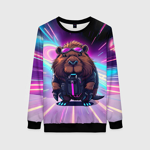 Женский свитшот Капибара нео / 3D-Черный – фото 1