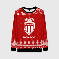 Свитшот женский Новогодний Monaco с оленями, цвет: 3D-черный