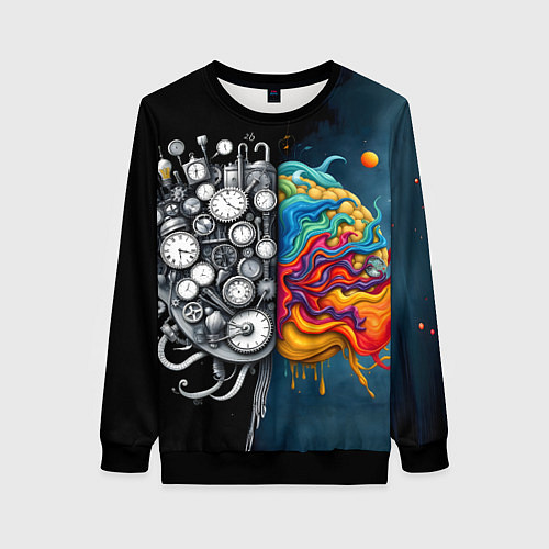 Женский свитшот Креативный мозг / 3D-Черный – фото 1