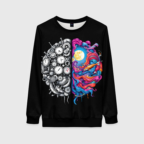 Женский свитшот Правое и левое полушарие / 3D-Черный – фото 1