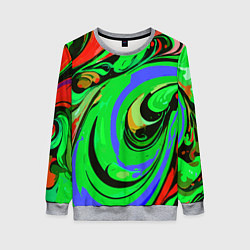 Свитшот женский Красно-зелёный узор, цвет: 3D-меланж