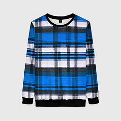 Свитшот женский Сине-белая ткань в клетку, цвет: 3D-черный