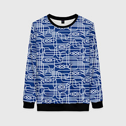 Свитшот женский Паттерн с узлами водопроводного лабиринта, цвет: 3D-черный