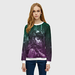 Свитшот женский Азиатская девушка-андроид, цвет: 3D-белый — фото 2