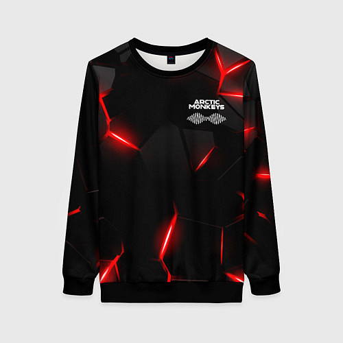 Женский свитшот Arctic Monkeys - неоново красные плиты / 3D-Черный – фото 1
