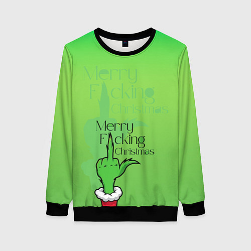 Женский свитшот Гринч merry fucking christmas / 3D-Черный – фото 1