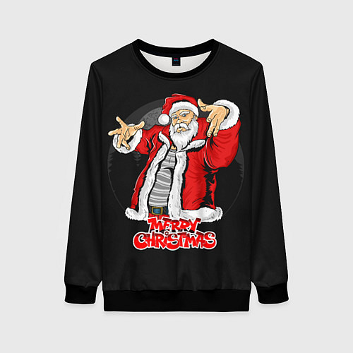 Женский свитшот Дед мороз веселый / 3D-Черный – фото 1