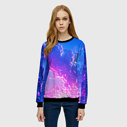 Свитшот женский Розовые тучи на голубом небе киберпанк, цвет: 3D-черный — фото 2