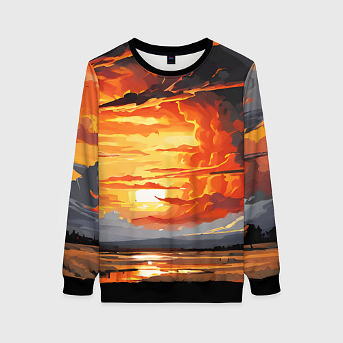 Женский свитшот Багровый закат / 3D-Черный – фото 1