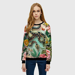Свитшот женский Змея и бабочки, цвет: 3D-черный — фото 2