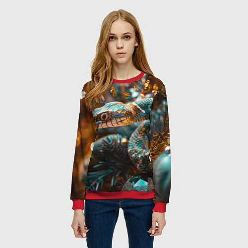 Женский свитшот Праздничный змей / 3D-Красный – фото 3