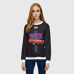 Свитшот женский Porsche 911 cпортивный немецкий автомобиль, цвет: 3D-белый — фото 2