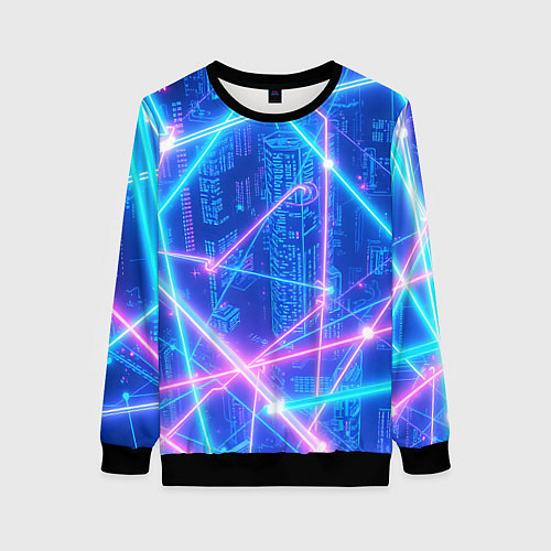 Женский свитшот Неоновые провода / 3D-Черный – фото 1