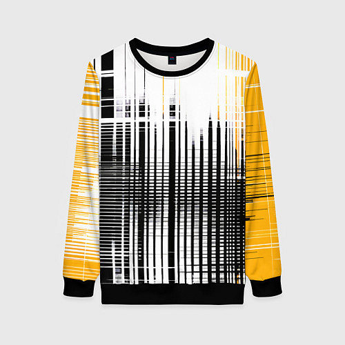 Женский свитшот Жёлто-чёрный гранж на белом фоне / 3D-Черный – фото 1