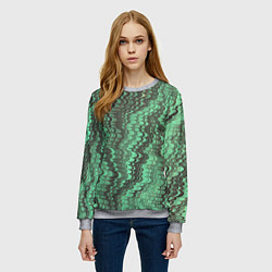 Свитшот женский Разводы в зеленом цвете, цвет: 3D-меланж — фото 2
