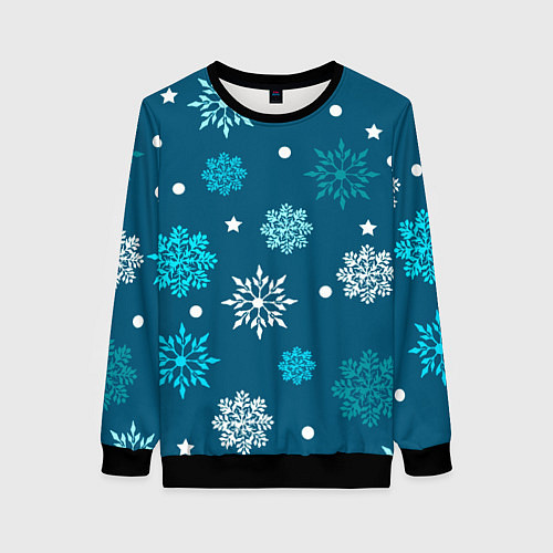 Женский свитшот Резные снежинки / 3D-Черный – фото 1