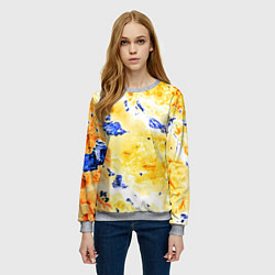 Свитшот женский Сине-золотая абстракция, цвет: 3D-меланж — фото 2