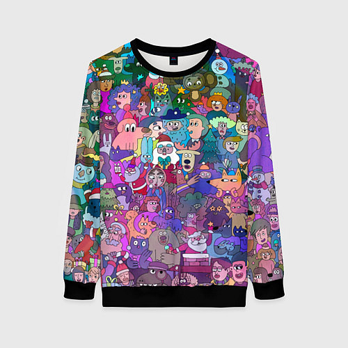 Женский свитшот Новогодний виммельбух / 3D-Черный – фото 1