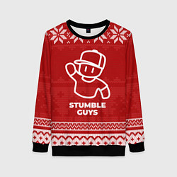 Свитшот женский Новогодний Stumble Guys, цвет: 3D-черный