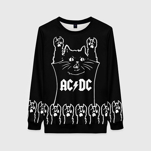 Женский свитшот AC DC: cat rock / 3D-Черный – фото 1