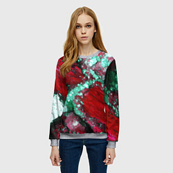 Свитшот женский Голубой минерал в красном камне, цвет: 3D-меланж — фото 2