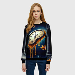 Свитшот женский Течение времени - сюрреализм, цвет: 3D-черный — фото 2
