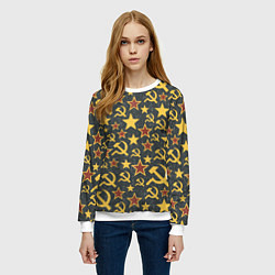 Свитшот женский Серп и Молот - СССР, цвет: 3D-белый — фото 2