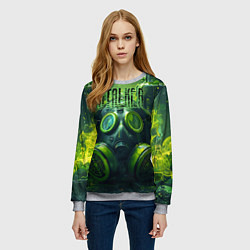 Свитшот женский Сталкерский противогаз, цвет: 3D-меланж — фото 2