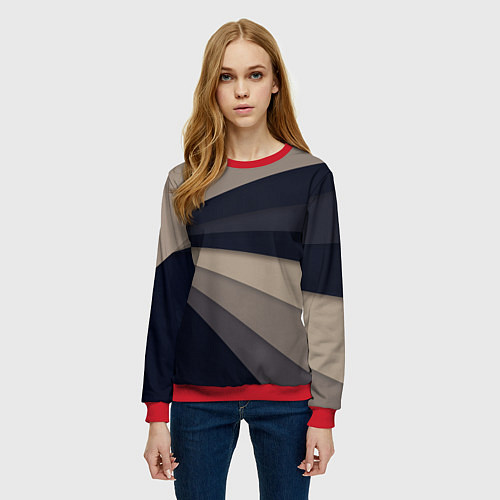 Женский свитшот Фрактальные линии / 3D-Красный – фото 3