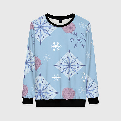 Женский свитшот Снежинки Эльзы / 3D-Черный – фото 1