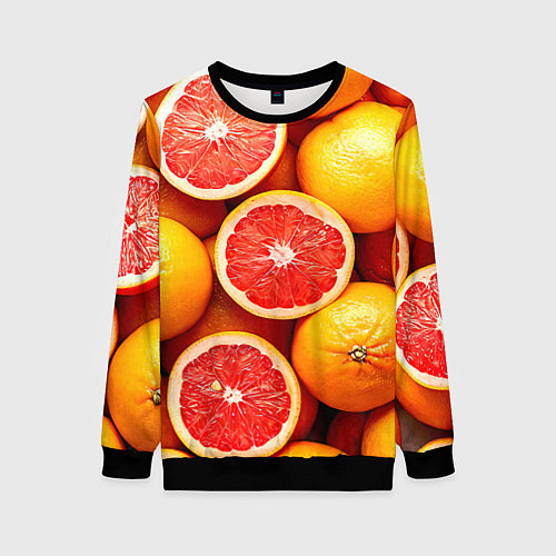 Женский свитшот Грейпфруты / 3D-Черный – фото 1