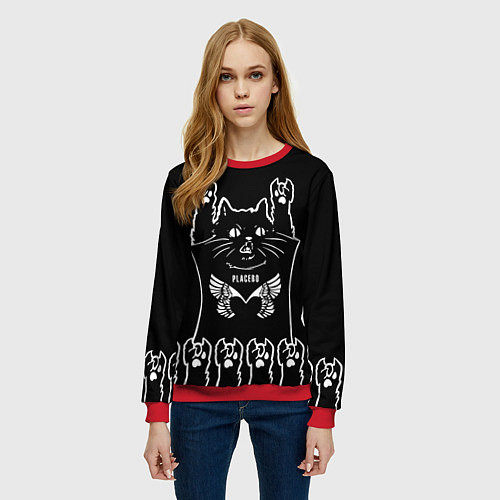 Женский свитшот Placebo: cat rock / 3D-Красный – фото 3