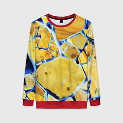 Свитшот женский Жёлто-синяя абстракция, цвет: 3D-красный