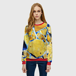 Свитшот женский Жёлто-синяя абстракция, цвет: 3D-красный — фото 2