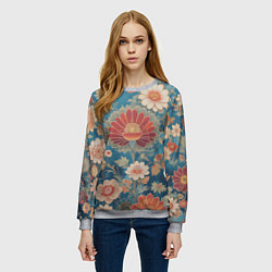 Свитшот женский Ботанические узоры, цвет: 3D-меланж — фото 2