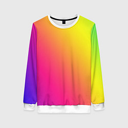 Свитшот женский Градиент зелёно-фиолетовый насыщенный, цвет: 3D-белый