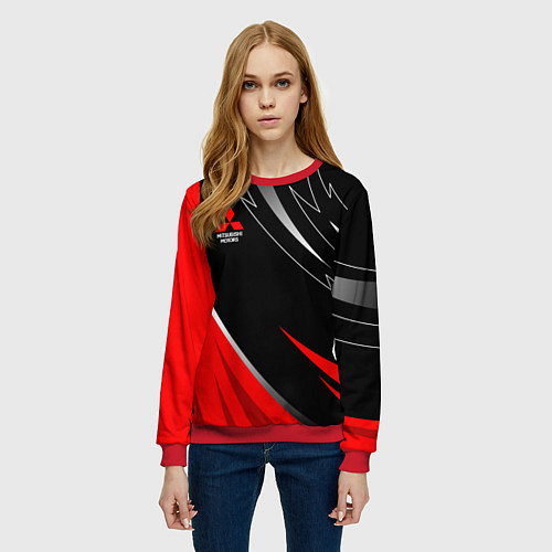 Женский свитшот Mitsubishi - red and black / 3D-Красный – фото 3