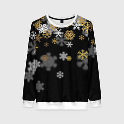 Свитшот женский Снежинки объемные золотистые, цвет: 3D-белый