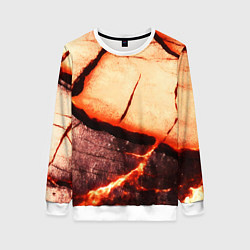 Свитшот женский Трещины на абстрактном красном фоне, цвет: 3D-белый