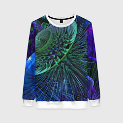 Свитшот женский Фрактальный узор шипы, цвет: 3D-белый