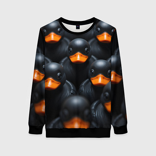 Женский свитшот Черные уточки / 3D-Черный – фото 1