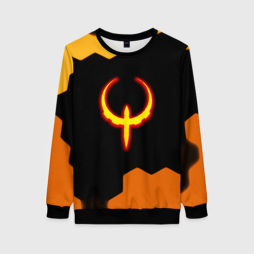 Женский свитшот Квейк соты огненное лого / 3D-Черный – фото 1