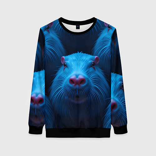 Женский свитшот Синие капибары / 3D-Черный – фото 1