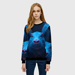 Свитшот женский Синие капибары, цвет: 3D-черный — фото 2